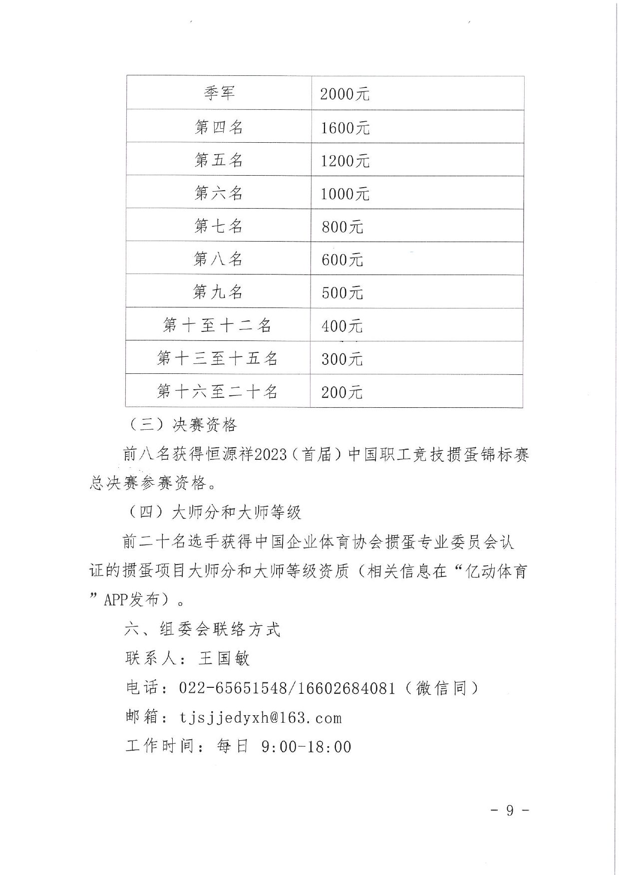 中国职工竞技掼蛋锦标赛（天津站）比赛通知 第 9 页